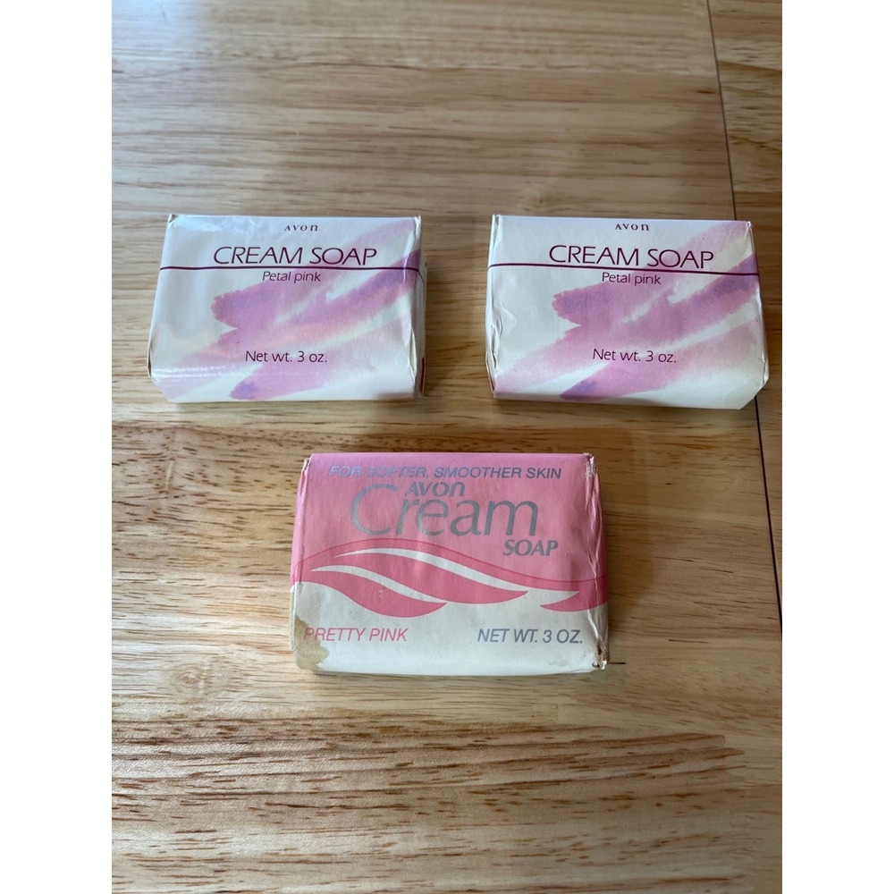 Vintage Avon Cream Soap Lot of 3 Petal Pink 1992 Pretty Pink 1984 3oz Bars NEW